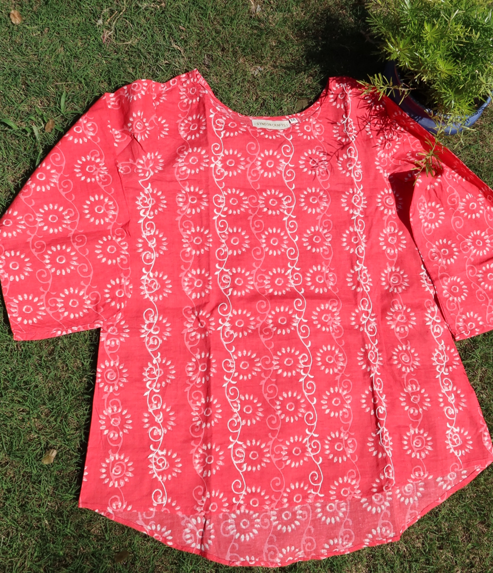 chikankari printed kurti