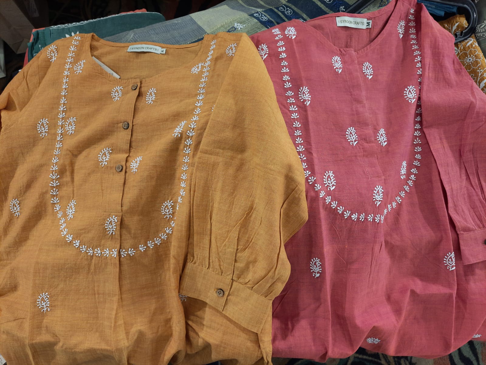 handwoven mangalgiri cotton kurtas with chikankari